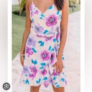 Pink Lily Floral Wrap Dress